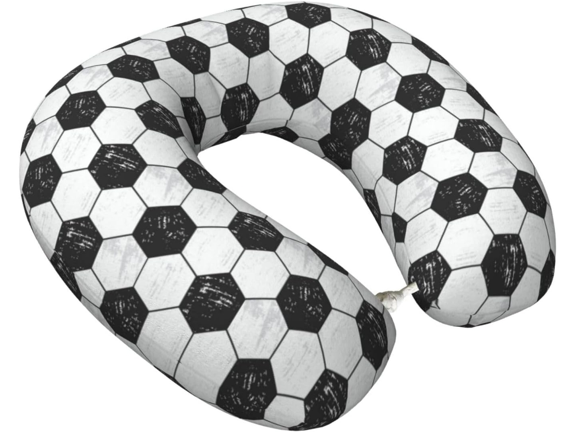Travesseiro de Viagem Futebol em Espuma Viscoelástica Essencial Pescoço para Suporte Zíper Leve Viagens Carro