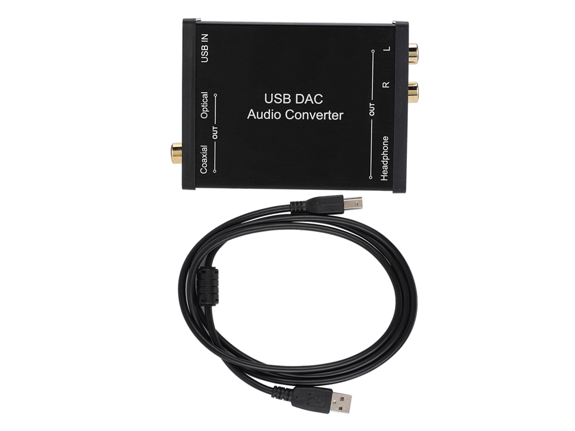 Conversor de áudio DAC USB, placa de som, saída analógica digital, fones de ouvido, plug and play | S/MARCA