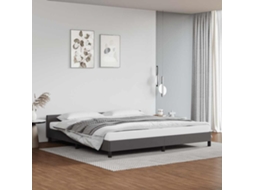 Estrutura Cama C/ Cabeceira Sem Colchão 200x200 Cm Cinzento