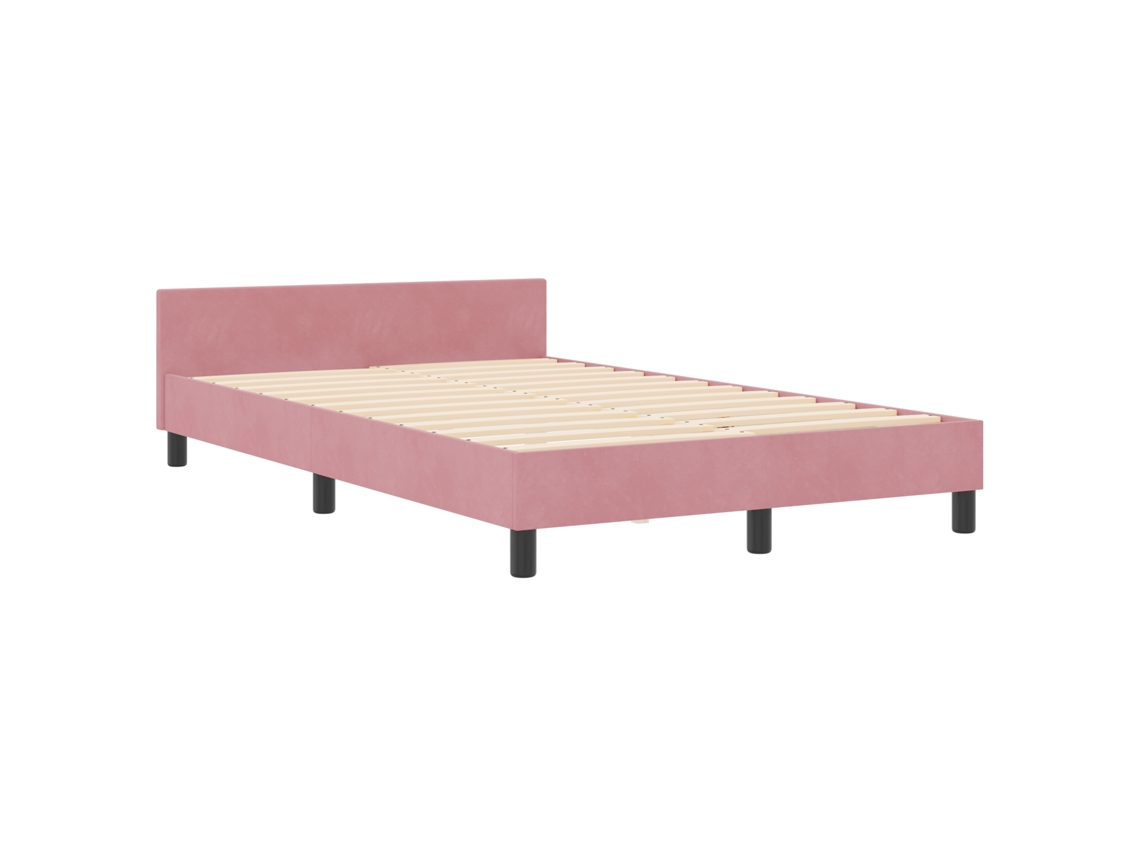 Conjunto 1 Cama Moderna Vidaxl Rosa Veludo (120 X 200 Cm)