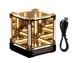 Luminária De Mesa Infinity Cube, Com Espelho Em Formato Cubo, Controle