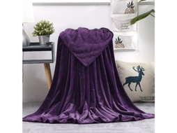 Manta de lã coral macia e quente para o inverno, ideal para sofá, 230 g/m², 8 tamanhos, leve, fina, lavável à máquina, roxa escura (OEM).