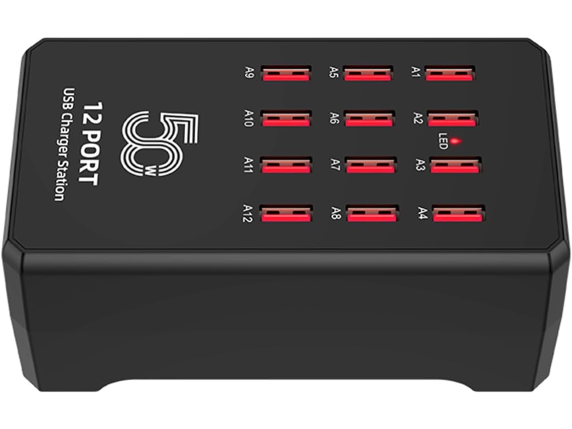 Estação De Carregamento Multi-usb 50 W Com 12 Portas, Régua Energia