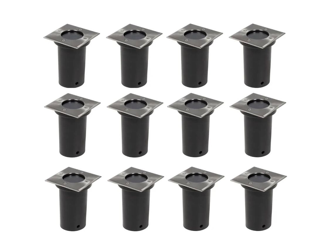 Vidaxl Iluminação Para Chão De Exterior 12 Pcs Quadrado