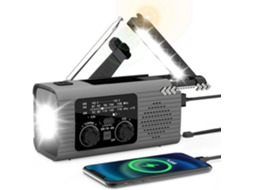 RÁDIO DE MANIVELA AQUAFORGE com carregador de celular de 4000mah