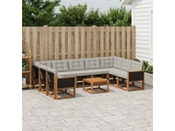 Vidaxl Conjunto De Sofás Para Exterior 10 Unid. Natural E Cinza Claro