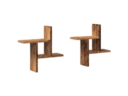 Conjunto de 2 Prateleiras de Parede Derivados de Madeira Madeira Velha MAISON EXCLUSIVE