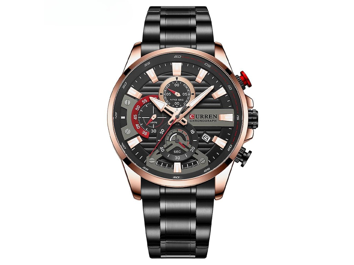 Relógio de Homem em Aço Inoxidável À Prova de Água para Negócios Analógico Quartzo Design de Moda Mostrador Concha Rosa Preto VEANXIN