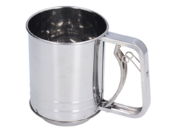 Peneira de Farinha de Aço Inox com Duas Camadas Copo para Assar Cacau e Farinha de Castanha