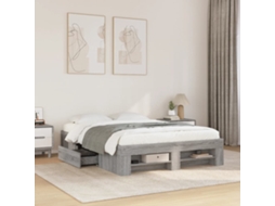 Estrutura De Cama 135x190 Cm Derivados De Madeira Cinza Sonoma