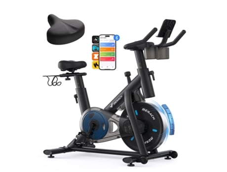 Bicicleta ergométrica de resistência ajustável Merach, silenciosa, com monitor LED, capacidade de 136 kg, treino aeróbico