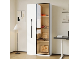 Armário 160cm, Estante/vitrine Vidro, Alumínio, 1 Porta, 1 Gaveta, Led, Rodízios.-xm