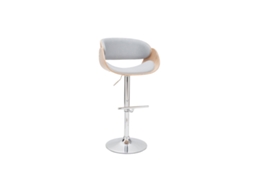 Banco de bar design tecido cinza claro e madeira clara dobrada MILIBOO