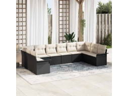 Vidaxl Conjunto De Sofá De Jardim 10 Unid. Preto Vime Pe