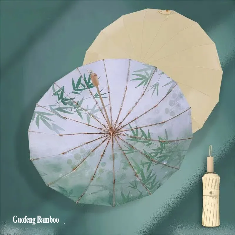 (estilo 1 16k) Novo Guarda-chuva Dobrável De Três Dobras Com 16 Varetas, Cola Colorida Para Proteção Uv.