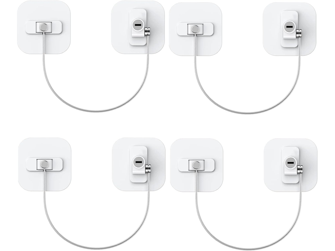 Conjunto De 4 Travas Para Porta De Freezer Com Suporte De Cabo Autoadesivo E Chave Para Freezer.