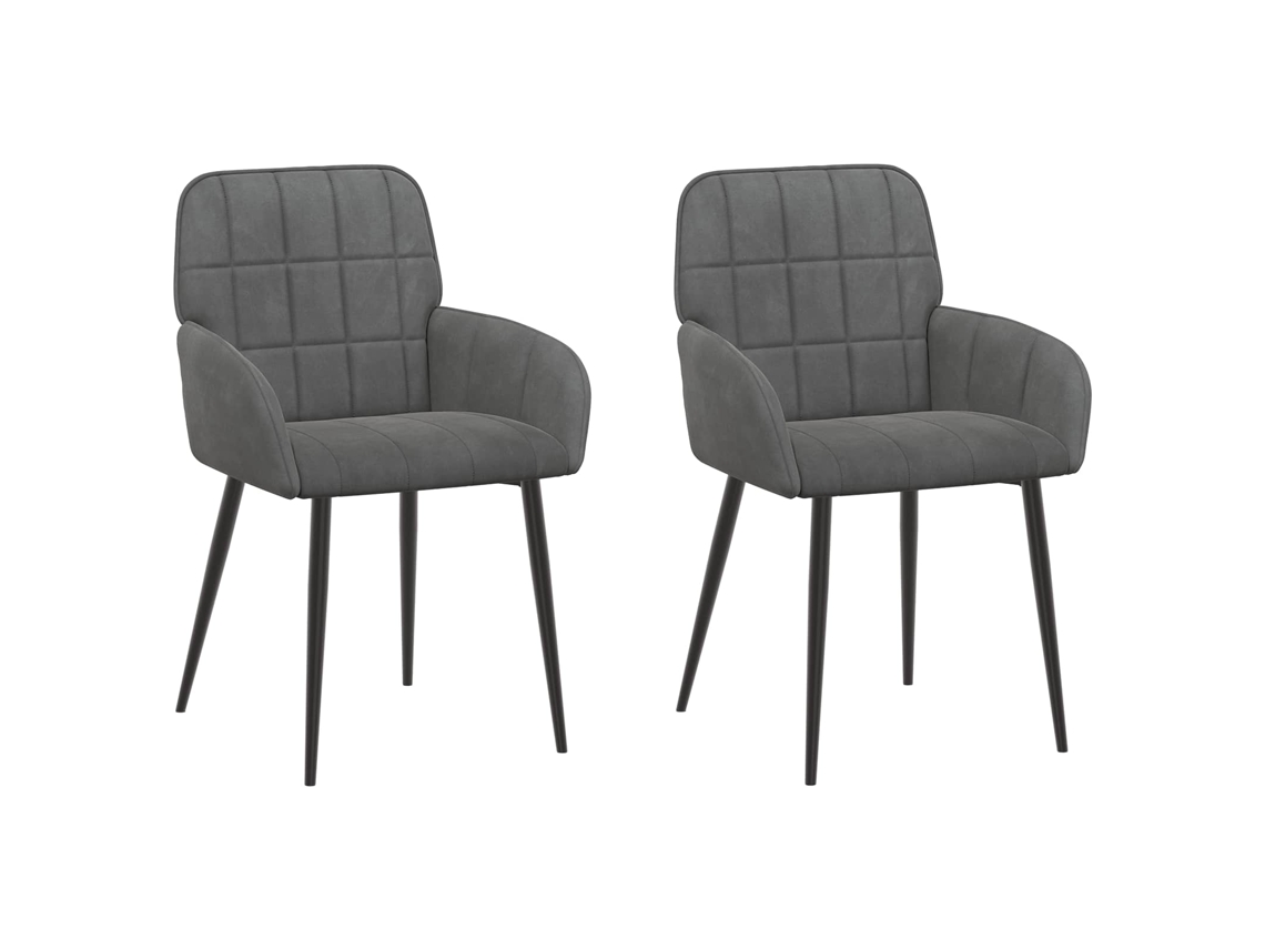 Conjunto 2 Cadeiras De Jantar Vidaxl Cinzento Escuro Veludo (57 X 50 X 85 Cm)