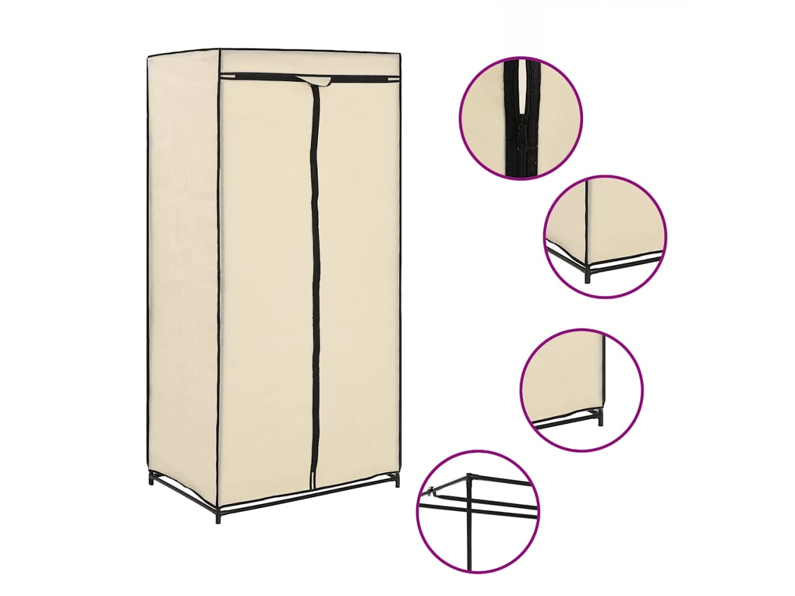 Vidaxl Roupeiro 75x50x160 Cm Creme