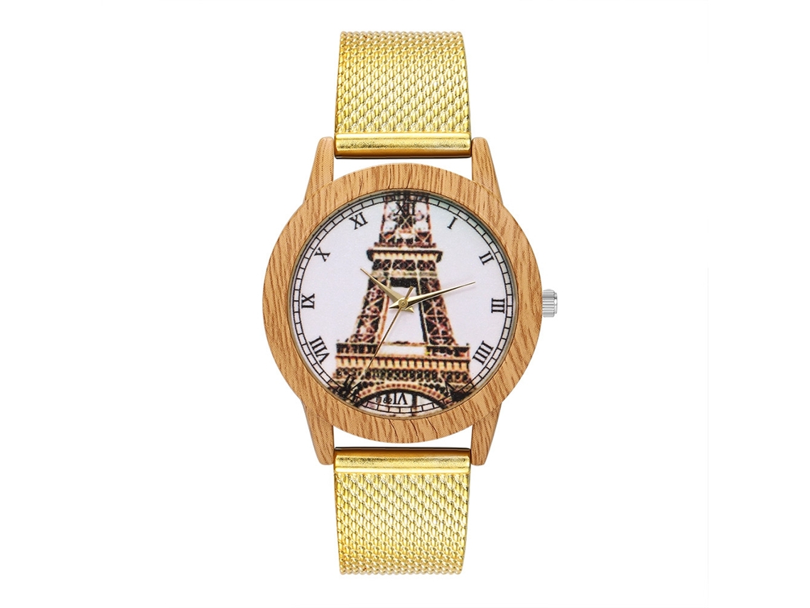 Relógio de pulso Zhoulianfa Elegante Dourado para Lazer, Quartzo, Masculino e Feminino