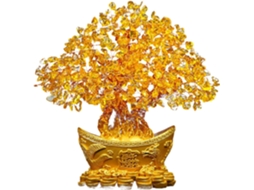 Rvore da Fortuna em Cristal com Lingote de Ouro CHABERLU