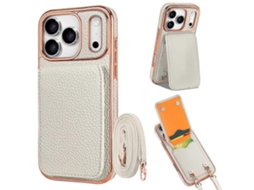 Vietao Capa Carteira Para Celular Com Textura De Lichia Em Pu E Cordão Para Iphone 17 Pro