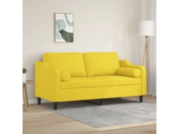 Sofá 2 Lug. Almofadas Decorativas 140 Cm De Tecido Amarelo Claro Wsd298869 Adorável Casa