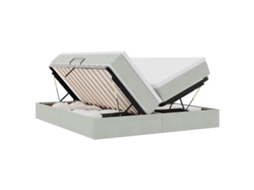 Conjunto 1 Cama Moderna Com Armazenamento Vidaxl Cinzento-claro Veludo (180 X 200 Cm)