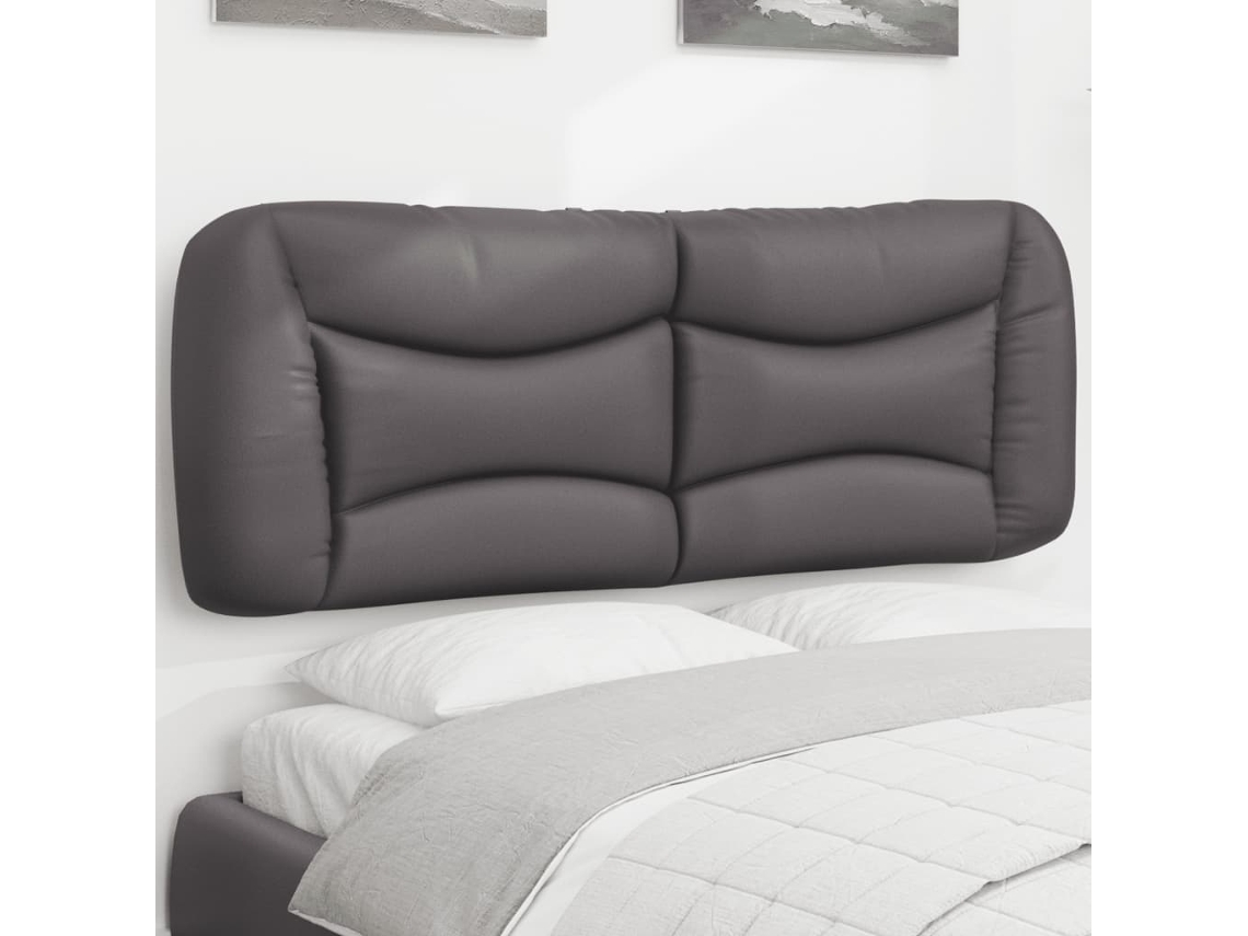 Vidaxl Almofadão De Cabeceira Hvar 120 Cm Couro Artificial Cinzento