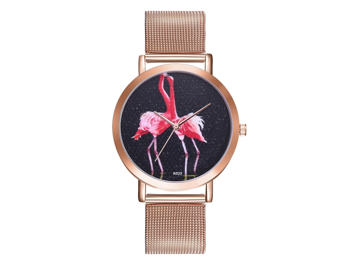 Relógio de quartzo com pulseira de aço, mostrador redondo, design de estrela, moderno para casais, cor ouro rosa.