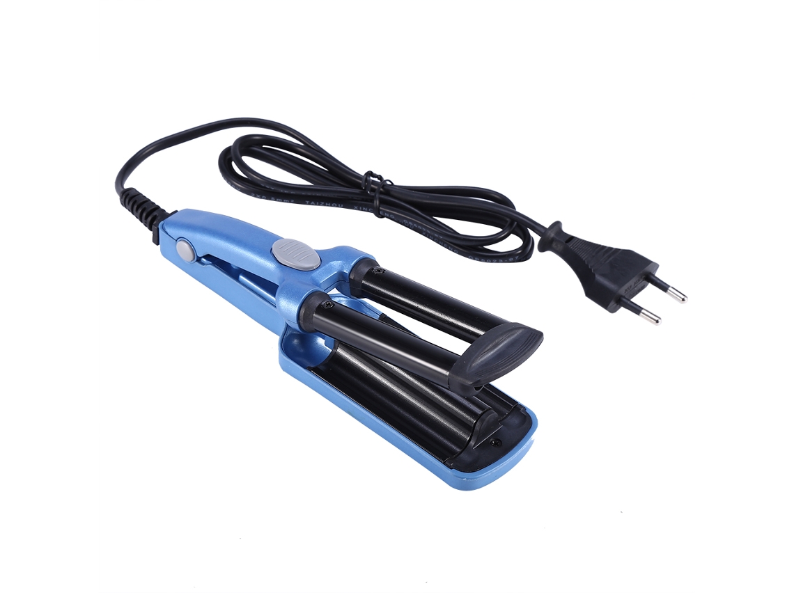 Mini modelador de cachos elétrico de três cilindros 2026 (azul)