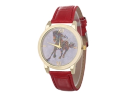 Relógio casual moderno para mulheres e homens, pulseira de couro PU, movimento de quartzo para casais, vermelho.