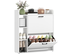 Sapateira para 15 Pares, Modelo Moderno com 2 Gavetas Basculantes, 83x24x90,5cm, Branca PENGJIANG SHOP