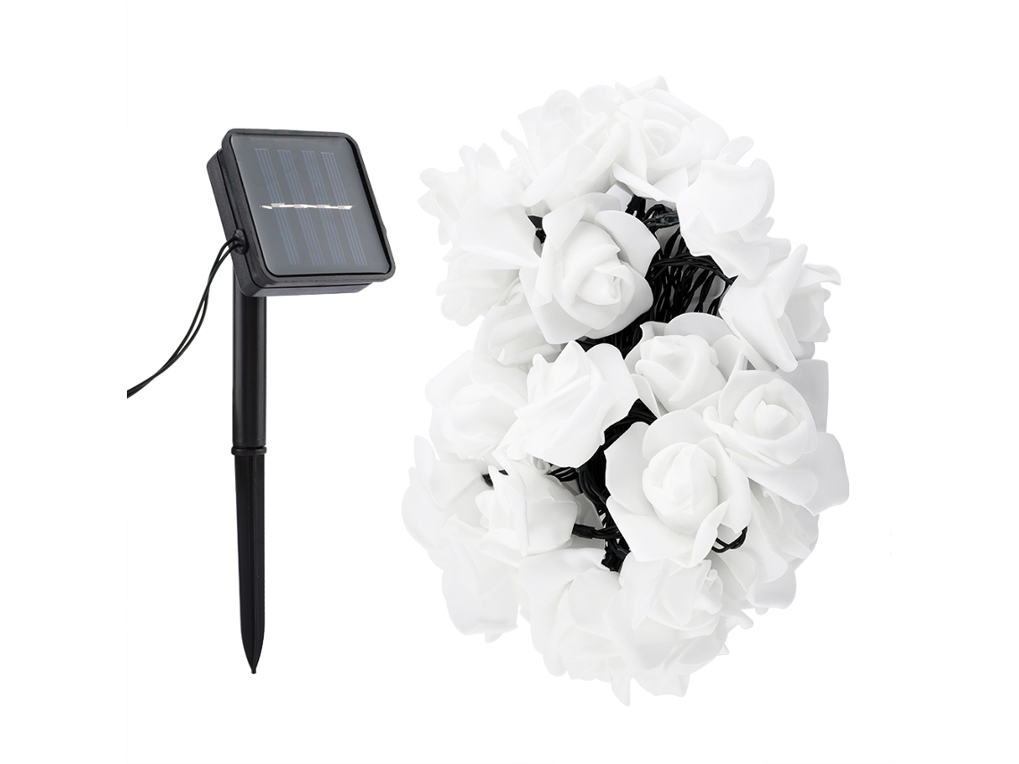 Laxiscreed Fitas De Luz Led Com Flores De Rosa E Energia Solar Para Decoração Exterior