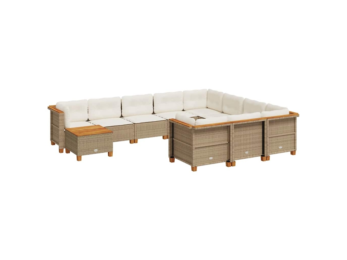 Maison Exclusive - 11 Pcs Conjunto Sofás De Jardim C/ Almofadões Vime Pe Bege