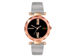 Relógio de Pulso Feminino Zhoulianfa com Pulseira de Malha de Aço e Números Romanos Prata