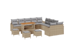 Conjunto 14 Sofá De Jardim Vidaxl Bege Vime Pe (110 X 55 X 71 Cm)