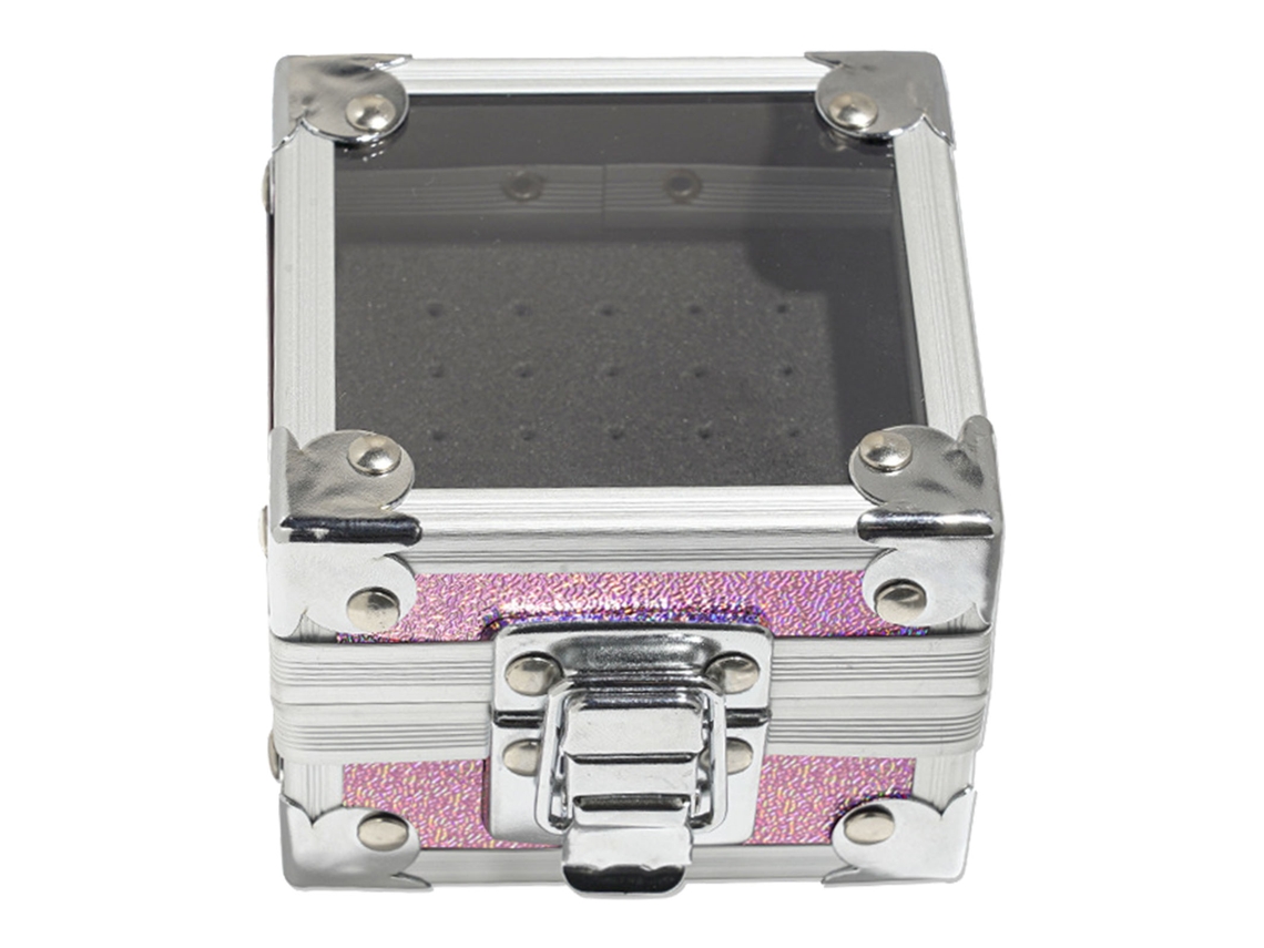 Caja Portabrochas Para Taladro De Uñas Com 25 Buracos Transparente Com Tampa Flip À Prova De Poeira Rosa