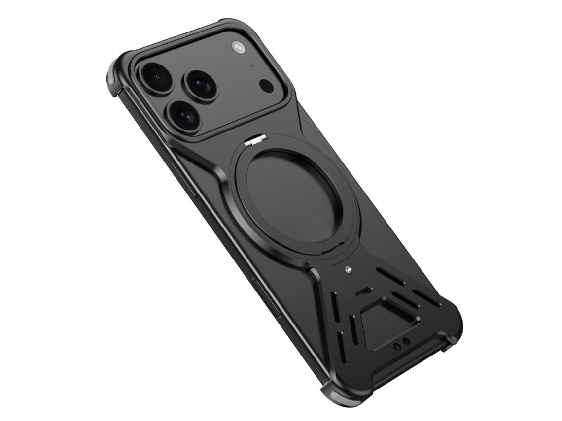 Capa Traseira Armor Com Suporte De Anel Para Iphone 17 Pro Max – Preta