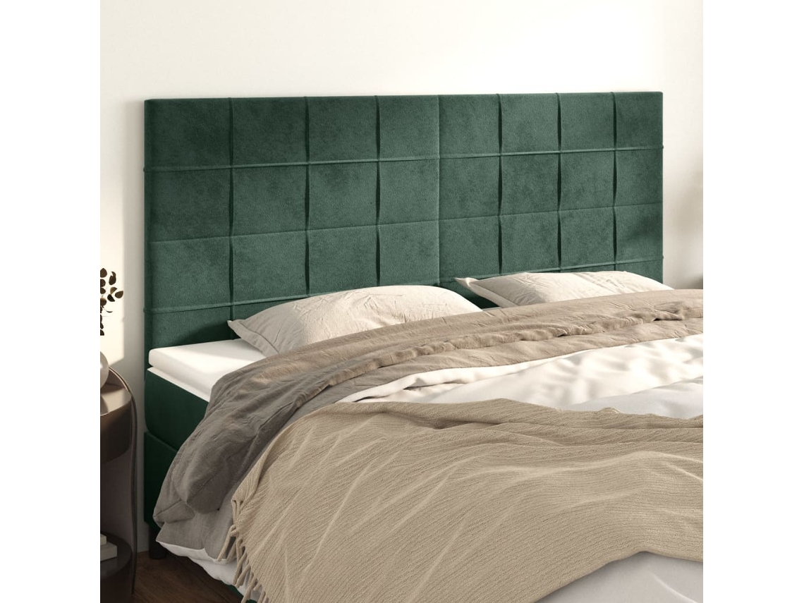 Cabeceira De Cama 4 Pcs Veludo 80x5x78/88 Cm Verde Escuro Lovely Home
