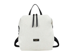 Mochila Casual Com Zíper Em Tecido Texturizado Contrastante Com Alças Ajustáveis