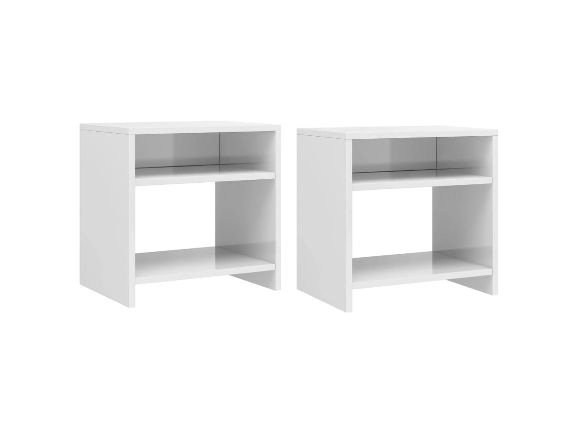 Vidaxl Mesas De Cabeceira 2 Pcs Derivados De Madeira Branco Brilhante