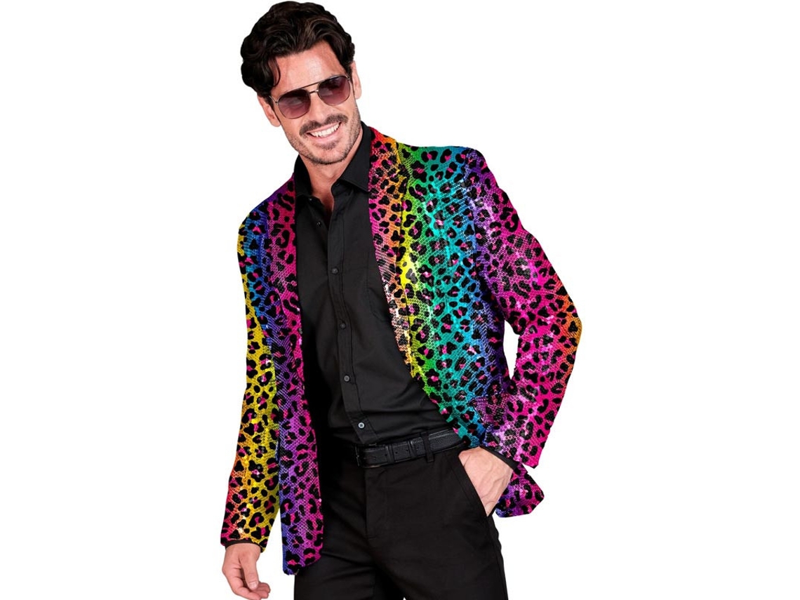Fato de festa ou jaqueta multicolorida com estampa de leopardo para homem