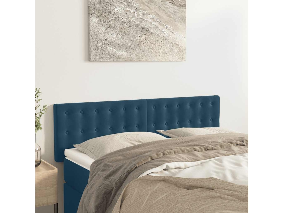 Cabeceira De Cama | Painel De Cama 2 Pcs Veludo 72x5x78/88 Cm Azul-escuro