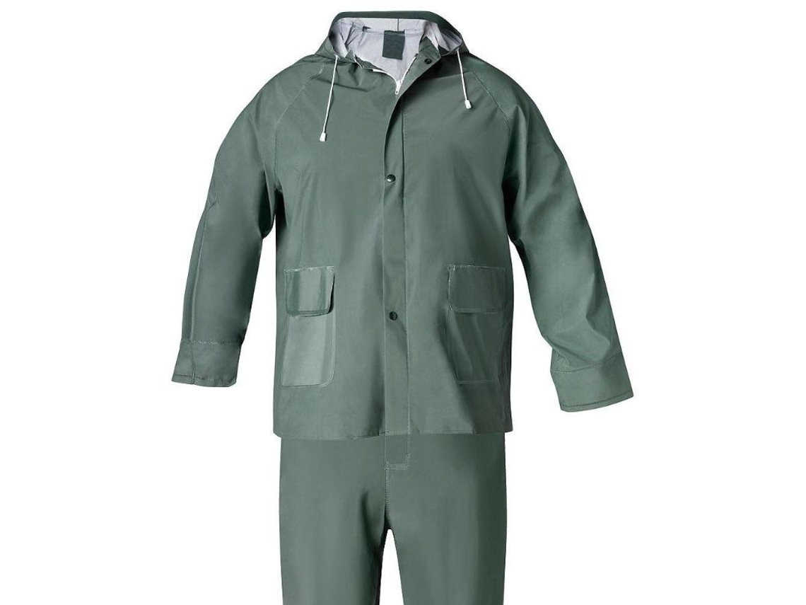 Traje de agua impermeable verde pvc         talla 6-m