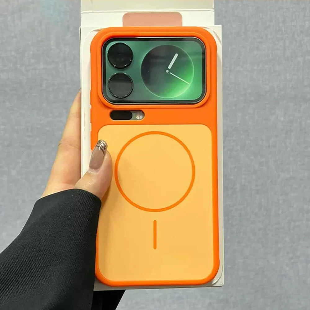 Capa Protetora Para Carregamento Sem Fio Xiaomi 15 (laranja), Acabamento Fosco