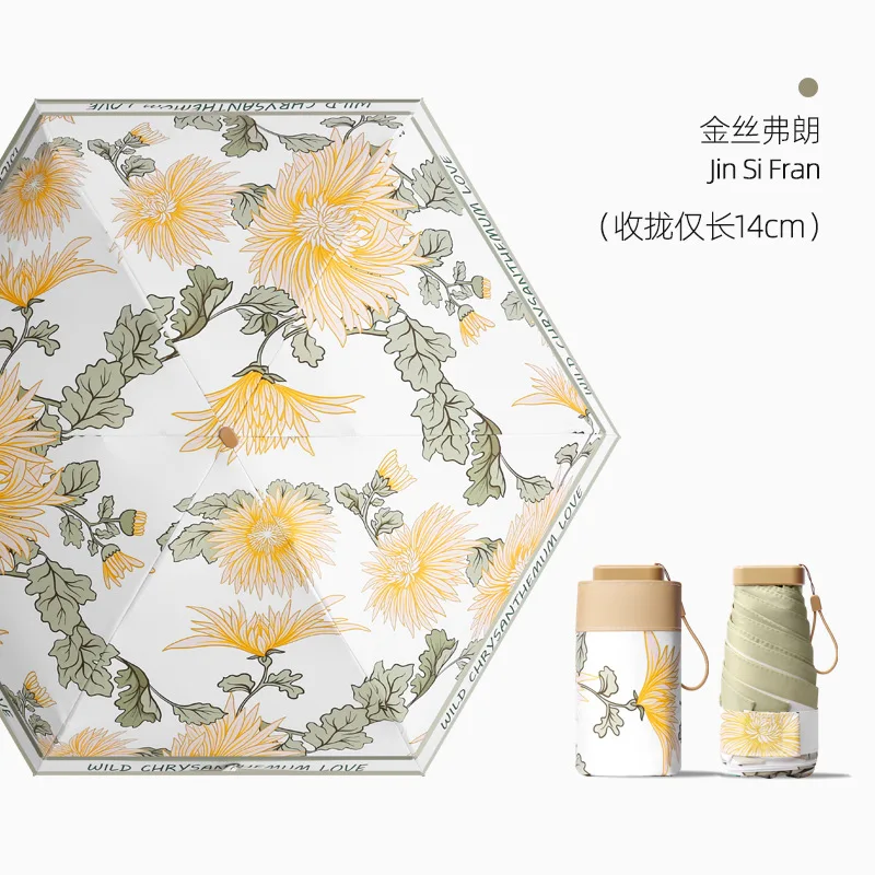 (estilo 5) Mini Guarda-chuva De Bolso, Guarda-chuva Dobrável De 6 Folhas Com Topo Plano, Pequeno Guarda-chuva Para Proteção Solar