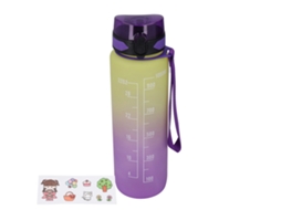 Botella De Água Esportiva 1000ml Roxa Portátil Gradiente Com Tampa Rebotante E Corda Adesiva