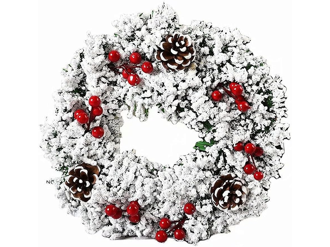 Guirlanda De Natal Com Pinhas E Frutas Silvestres, Decoração Rústica Para Porta De Entrada, Guirlanda Artificial De Pinheiro De 30 Aquaforge