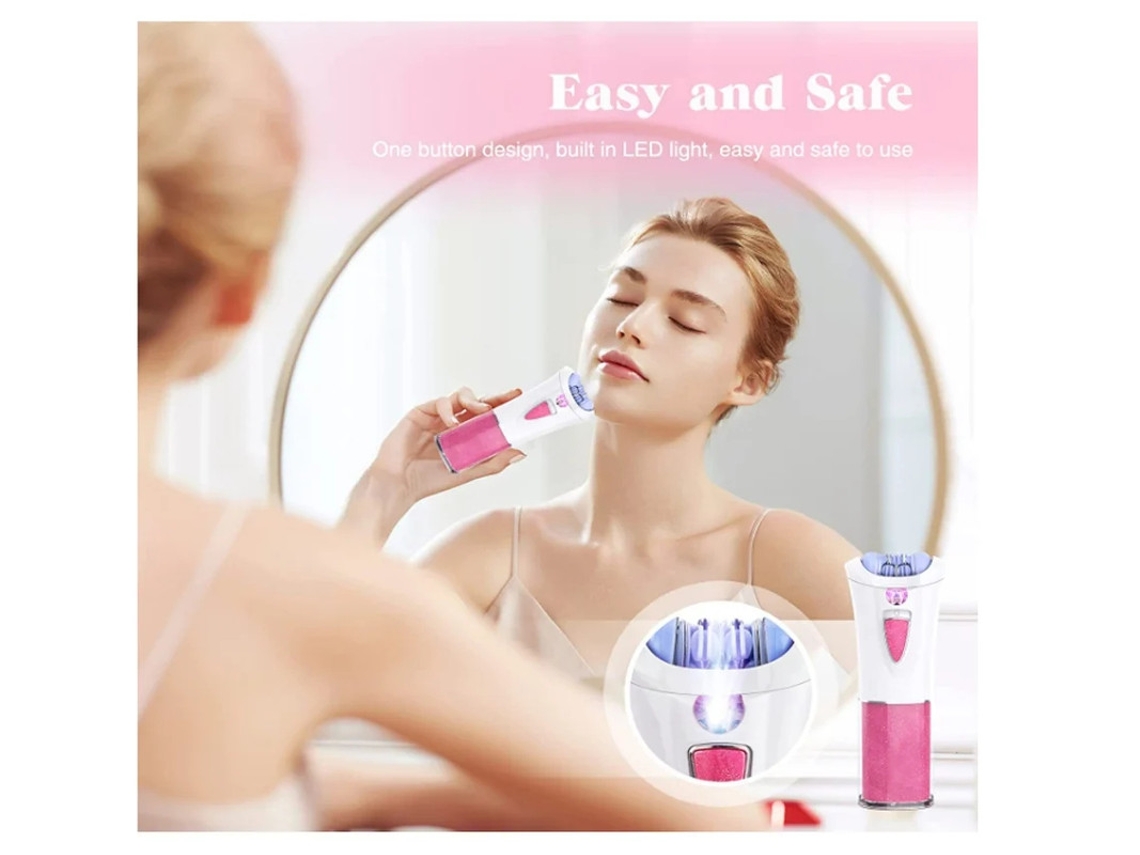 Depilador Facial Depilação Facial Sem Fio para Mulheres Removedor de Pelos Faciais e Corporais Mini Depilador Elétrico com Luz Led Aparador de YIZHOOD