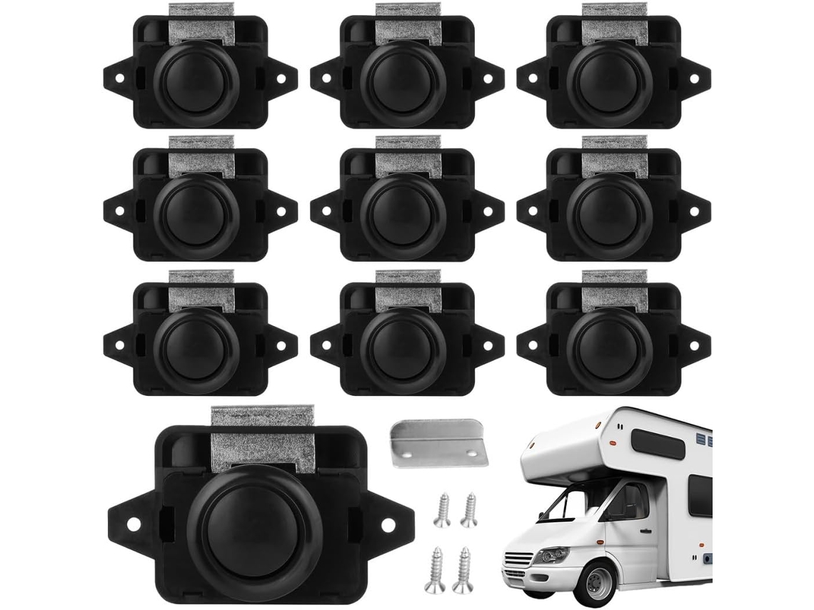 Conjunto De 10 Travas Botão Para Portas Trailers, Armários E